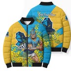 Gold Coast Titans Bomber Puffer Jacket Golden Wattle Floral Polynesian - Australian Flower - Rugby Mascot