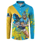 Gold Coast Titans Button Sweatshirt Golden Wattle Floral Polynesian - Australian Flower - Rugby Mascot
