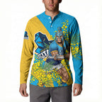 Gold Coast Titans Button Sweatshirt Golden Wattle Floral Polynesian - Australian Flower - Rugby Mascot