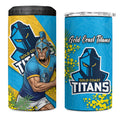 Gold Coast Titans 4 in 1 Can Cooler Tumbler Golden Wattle Floral Polynesian - Australian Flower - Rugby Mascot