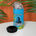 Gold Coast Titans 4 in 1 Can Cooler Tumbler Golden Wattle Floral Polynesian - Australian Flower - Rugby Mascot
