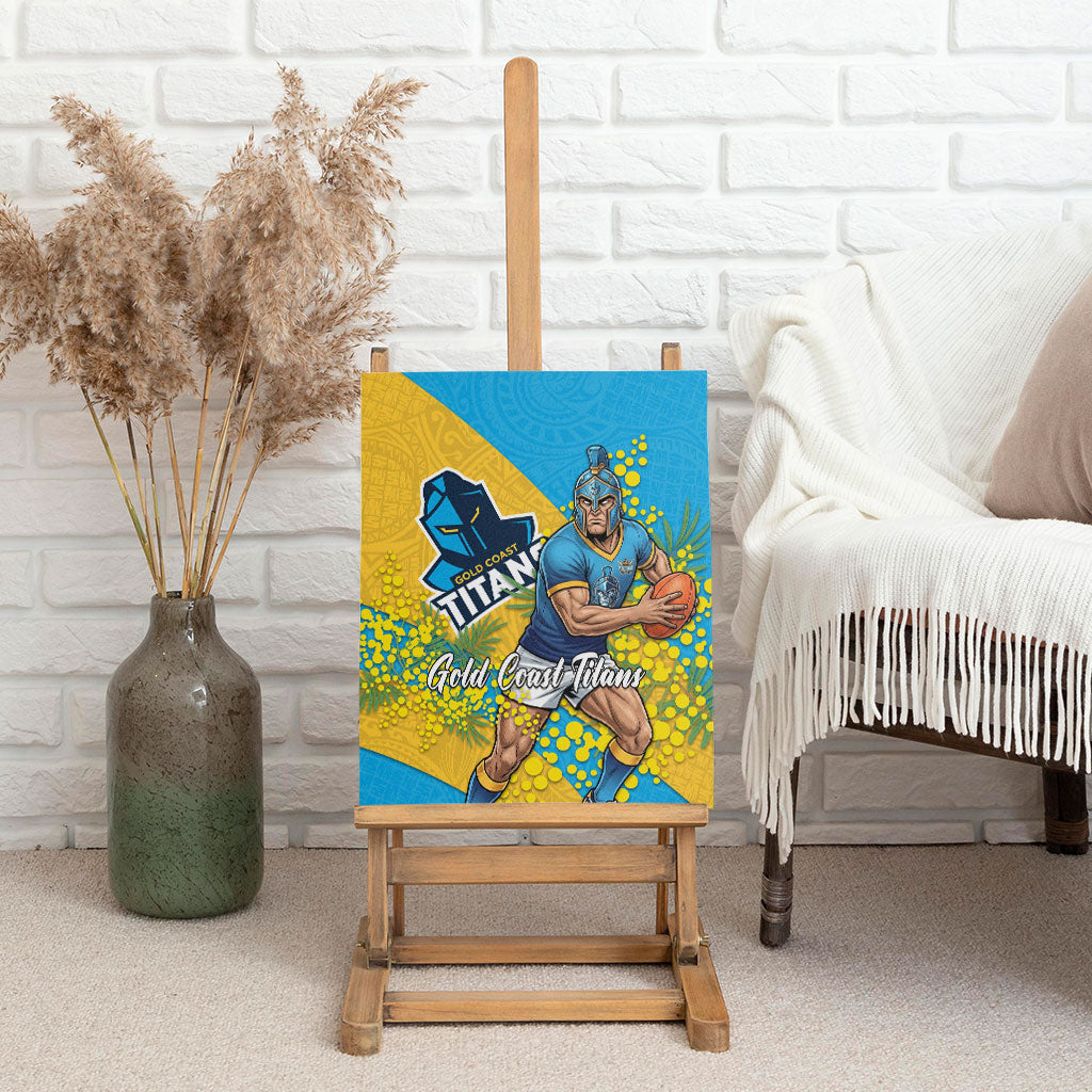 Gold Coast Titans Canvas Wall Art Golden Wattle Floral Polynesian - Australian Flower - Rugby Mascot