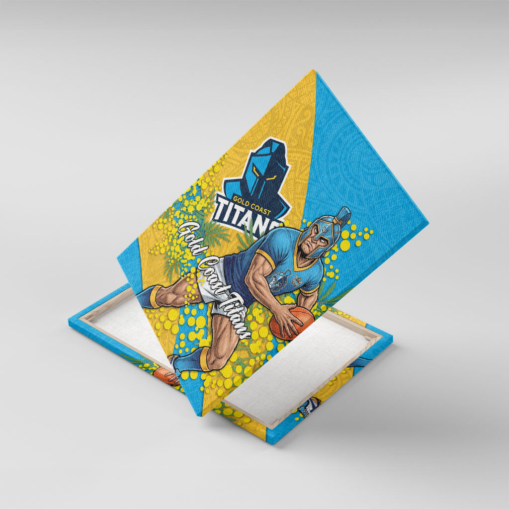 Gold Coast Titans Canvas Wall Art Golden Wattle Floral Polynesian - Australian Flower - Rugby Mascot