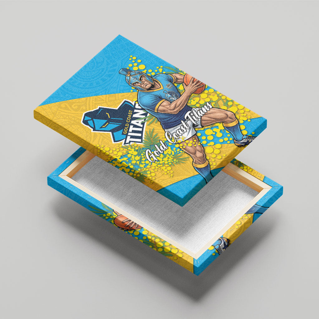Gold Coast Titans Canvas Wall Art Golden Wattle Floral Polynesian - Australian Flower - Rugby Mascot