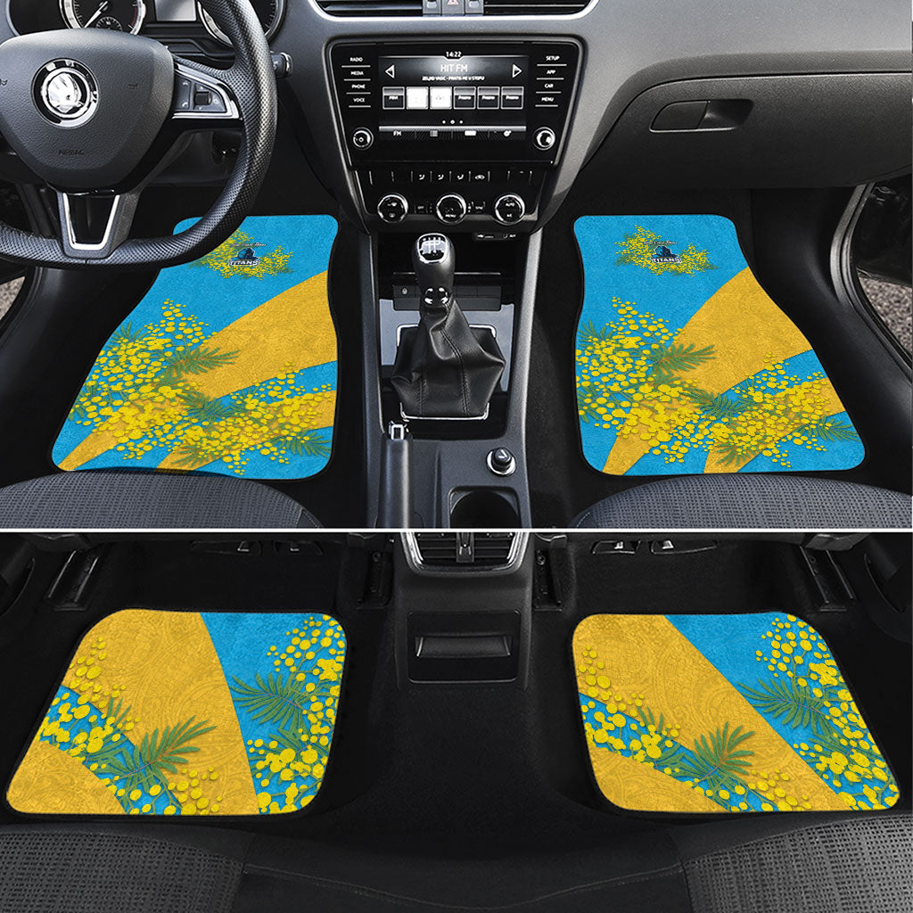 Gold Coast Titans Car Mats Golden Wattle Floral Polynesian - Australian Flower - Rugby Mascot