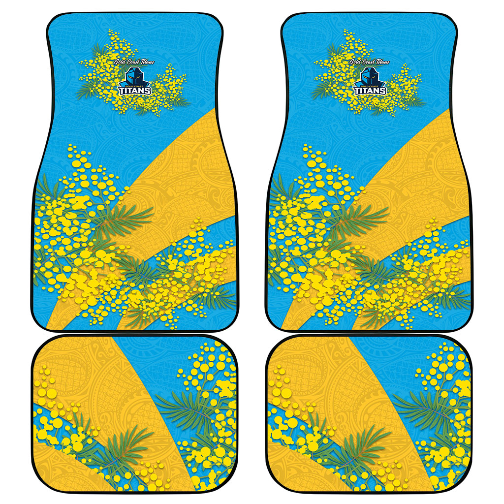 Gold Coast Titans Car Mats Golden Wattle Floral Polynesian - Australian Flower - Rugby Mascot