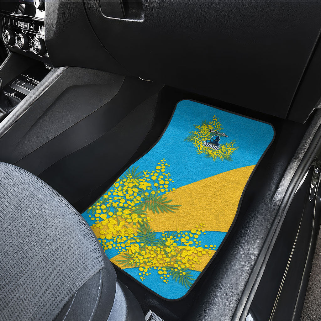 Gold Coast Titans Car Mats Golden Wattle Floral Polynesian - Australian Flower - Rugby Mascot