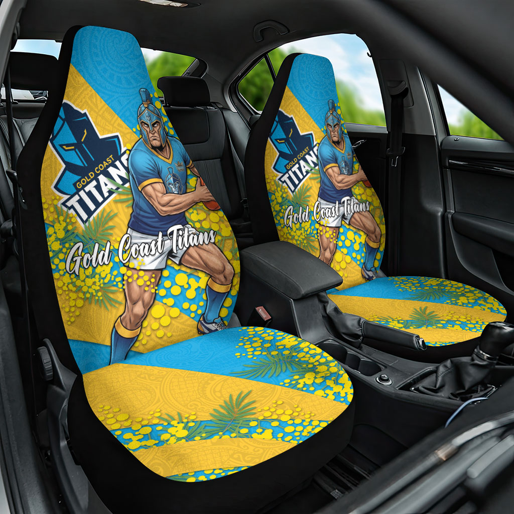 Gold Coast Titans Car Seat Cover Golden Wattle Floral Polynesian - Australian Flower - Rugby Mascot