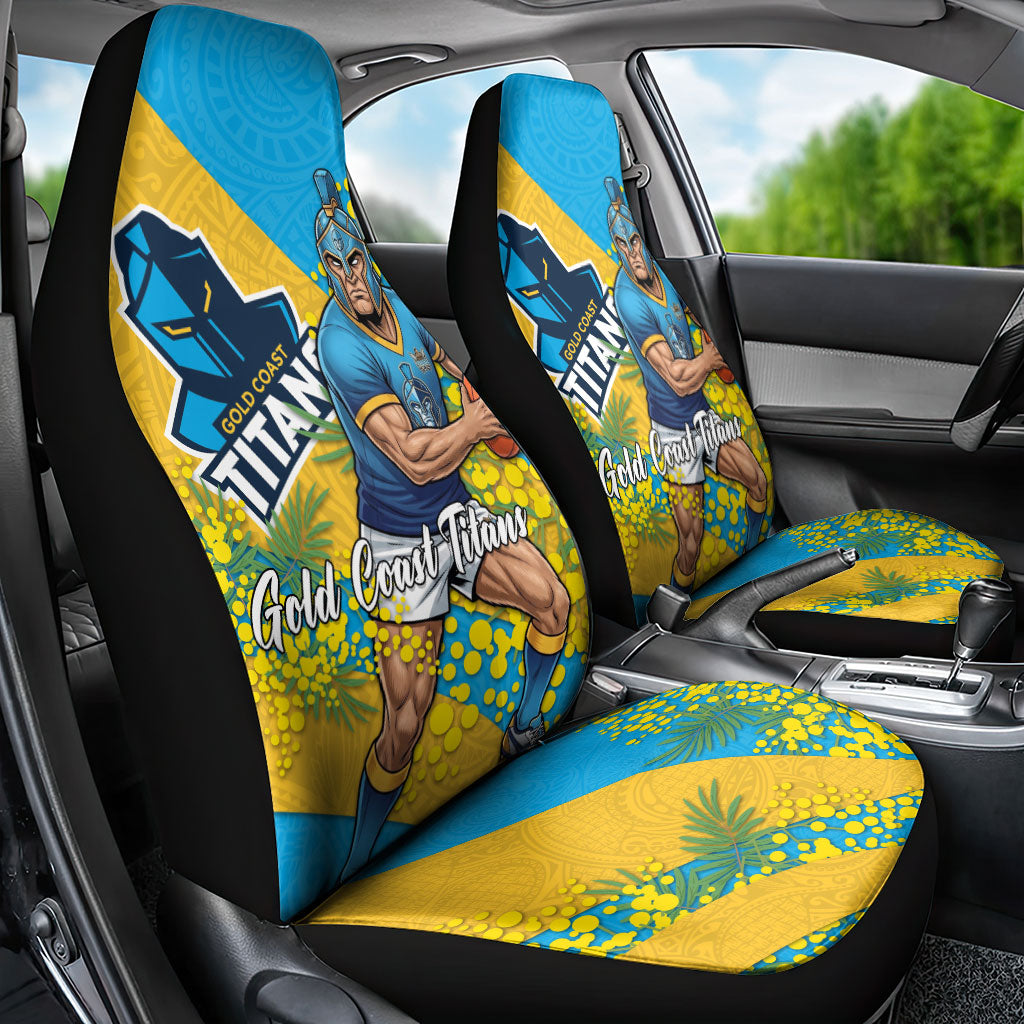Gold Coast Titans Car Seat Cover Golden Wattle Floral Polynesian - Australian Flower - Rugby Mascot