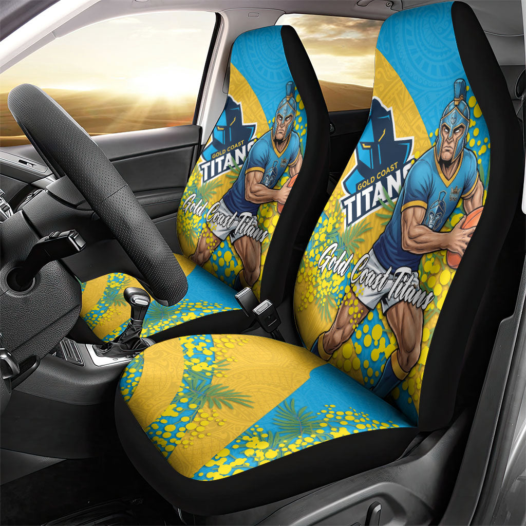 Gold Coast Titans Car Seat Cover Golden Wattle Floral Polynesian - Australian Flower - Rugby Mascot