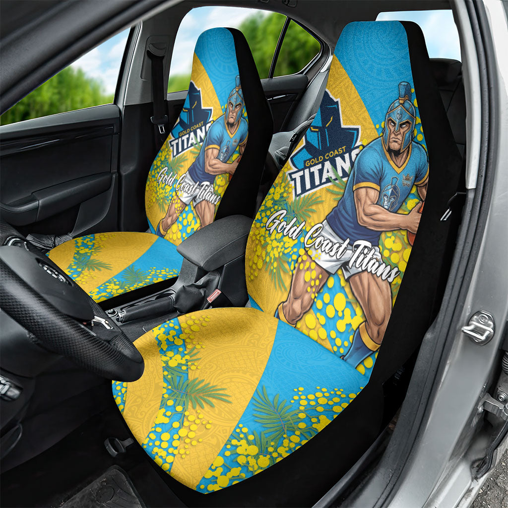 Gold Coast Titans Car Seat Cover Golden Wattle Floral Polynesian - Australian Flower - Rugby Mascot