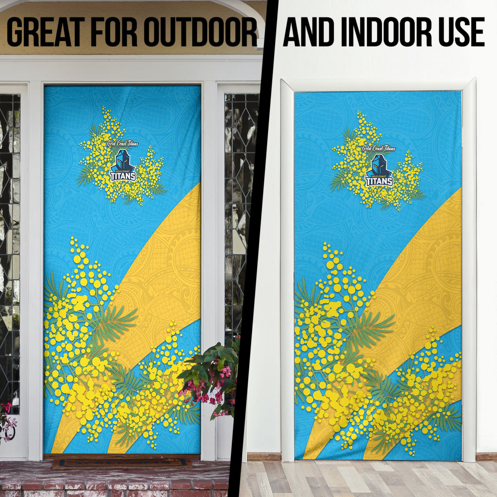 Gold Coast Titans Door Cover Golden Wattle Floral Polynesian - Australian Flower - Rugby Mascot