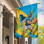 Gold Coast Titans Garden Flag Golden Wattle Floral Polynesian - Australian Flower - Rugby Mascot