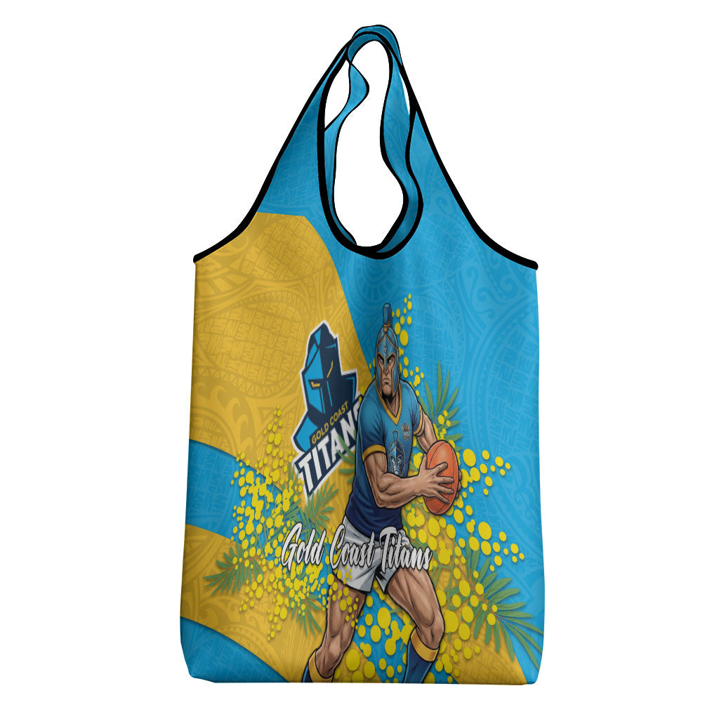 Gold Coast Titans Grocery Bag Golden Wattle Floral Polynesian - Australian Flower - Rugby Mascot