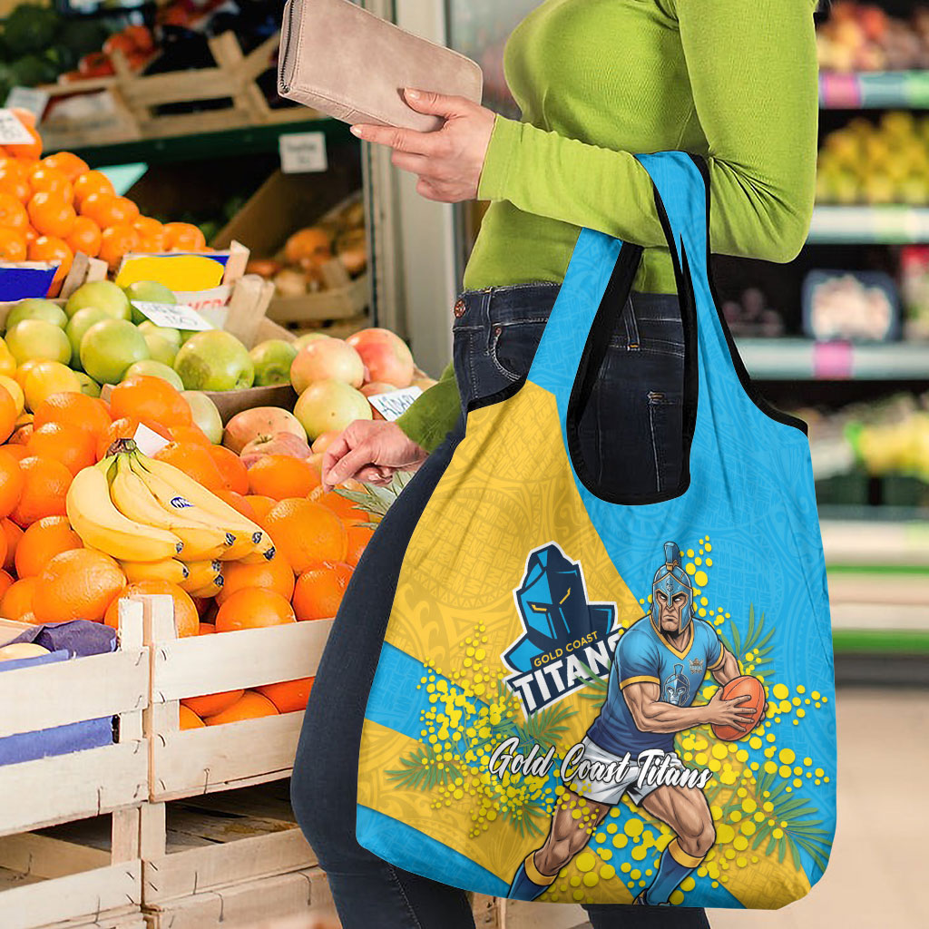 Gold Coast Titans Grocery Bag Golden Wattle Floral Polynesian - Australian Flower - Rugby Mascot