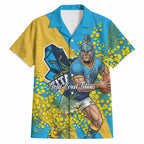 Gold Coast Titans Hawaiian Shirt Golden Wattle Floral Polynesian - Australian Flower - Rugby Mascot