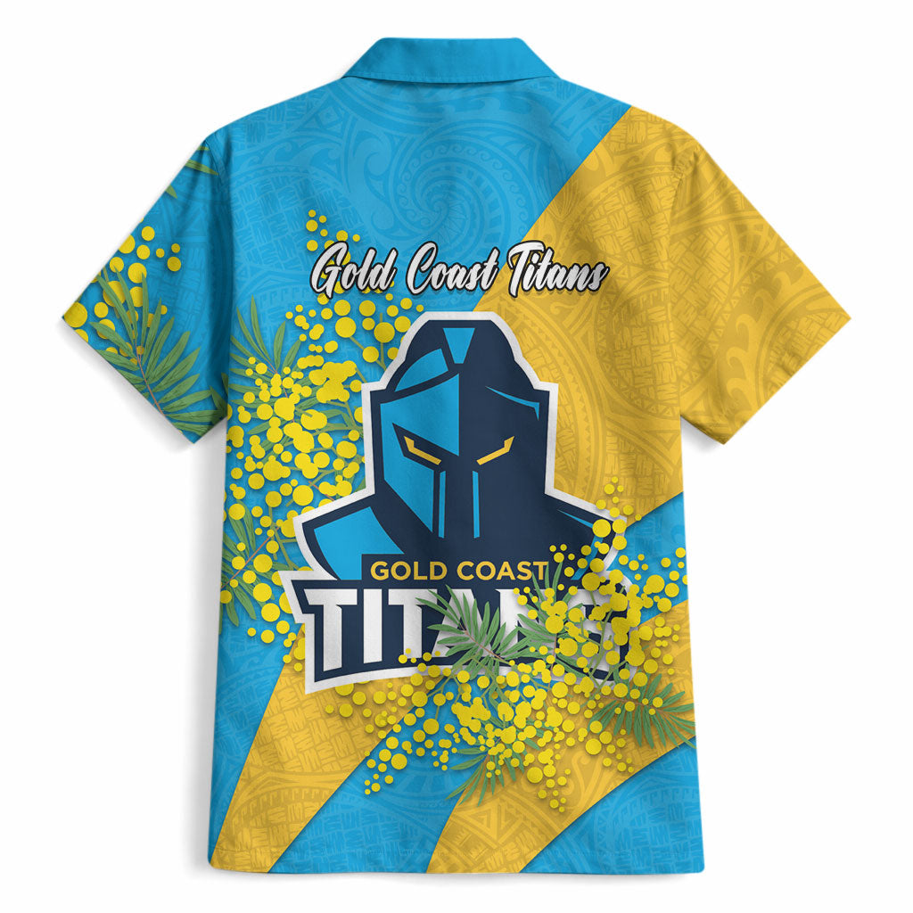 Gold Coast Titans Hawaiian Shirt Golden Wattle Floral Polynesian - Australian Flower - Rugby Mascot