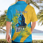 Gold Coast Titans Hawaiian Shirt Golden Wattle Floral Polynesian - Australian Flower - Rugby Mascot