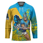 Gold Coast Titans Hockey Jersey Golden Wattle Floral Polynesian - Australian Flower - Rugby Mascot