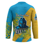 Gold Coast Titans Hockey Jersey Golden Wattle Floral Polynesian - Australian Flower - Rugby Mascot