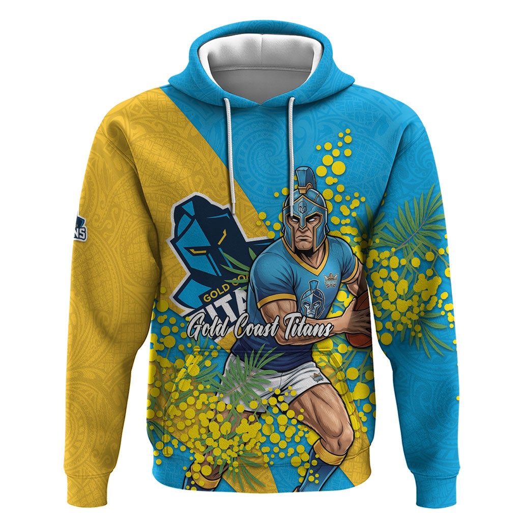 Gold Coast Titans Hoodie Golden Wattle Floral Polynesian - Australian Flower - Rugby Mascot