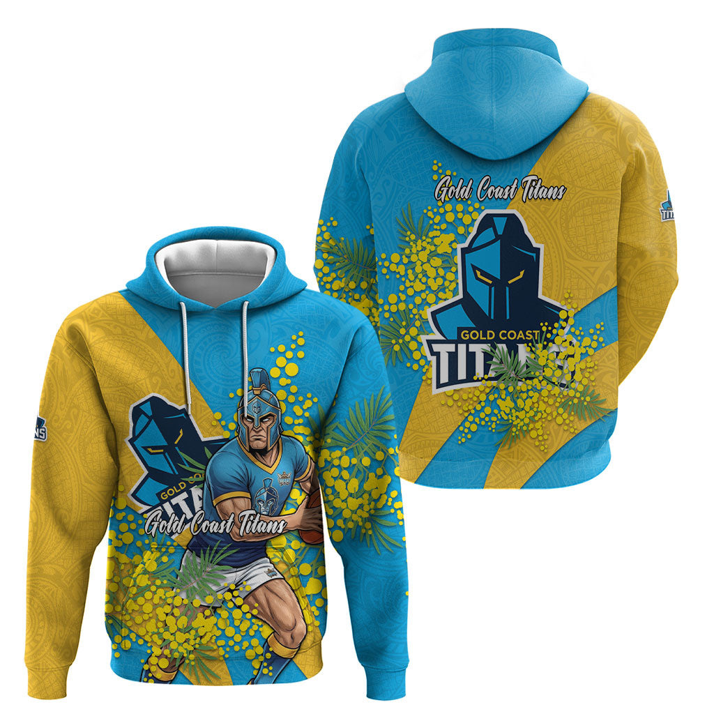Gold Coast Titans Hoodie Golden Wattle Floral Polynesian - Australian Flower - Rugby Mascot