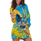 Gold Coast Titans Hoodie Dress Golden Wattle Floral Polynesian - Australian Flower - Rugby Mascot