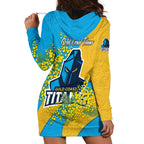 Gold Coast Titans Hoodie Dress Golden Wattle Floral Polynesian - Australian Flower - Rugby Mascot