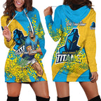 Gold Coast Titans Hoodie Dress Golden Wattle Floral Polynesian - Australian Flower - Rugby Mascot