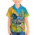 Gold Coast Titans Kid Hawaiian Shirt Golden Wattle Floral Polynesian - Australian Flower - Rugby Mascot