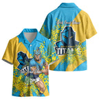 Gold Coast Titans Kid Hawaiian Shirt Golden Wattle Floral Polynesian - Australian Flower - Rugby Mascot