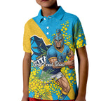 Gold Coast Titans Kid Polo Shirt Golden Wattle Floral Polynesian - Australian Flower - Rugby Mascot