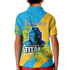 Gold Coast Titans Kid Polo Shirt Golden Wattle Floral Polynesian - Australian Flower - Rugby Mascot