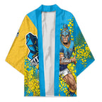 Gold Coast Titans Kimono Golden Wattle Floral Polynesian - Australian Flower - Rugby Mascot