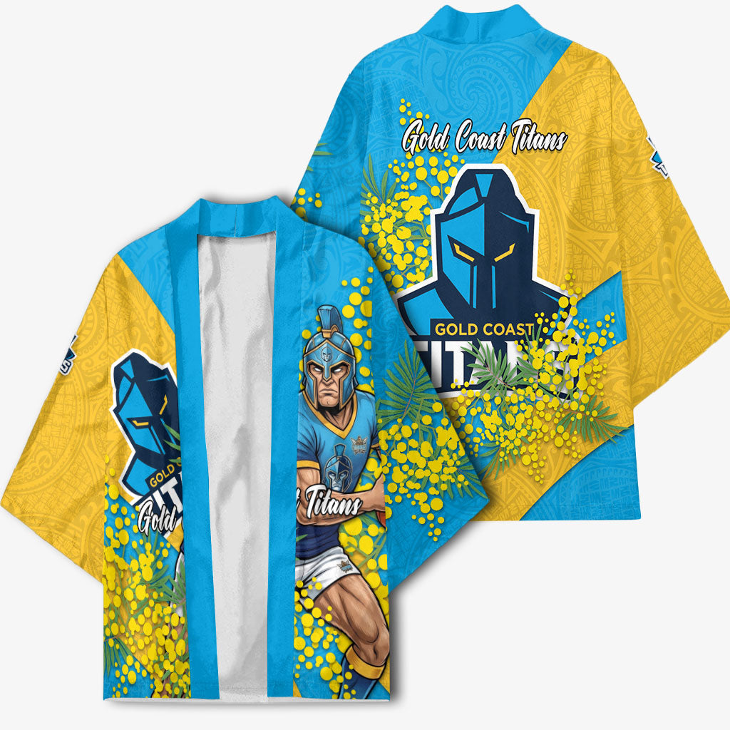 Gold Coast Titans Kimono Golden Wattle Floral Polynesian - Australian Flower - Rugby Mascot