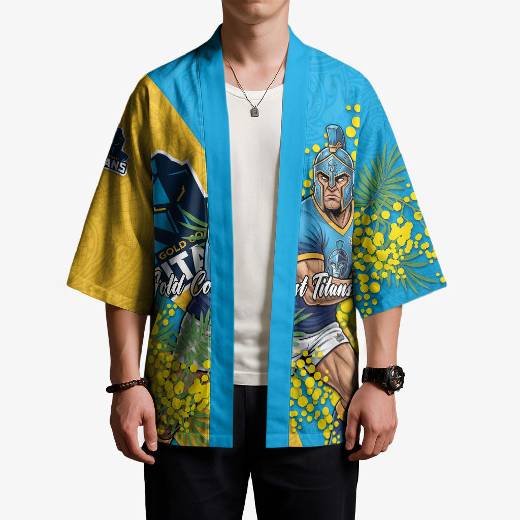 Gold Coast Titans Kimono Golden Wattle Floral Polynesian - Australian Flower - Rugby Mascot