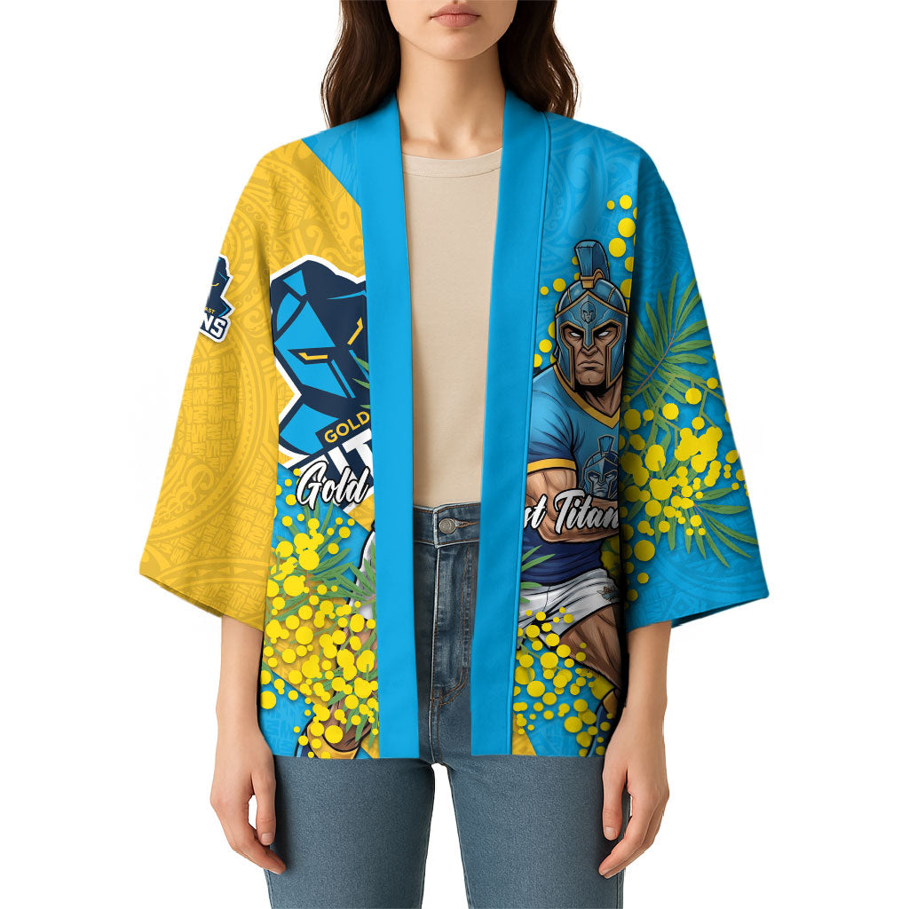Gold Coast Titans Kimono Golden Wattle Floral Polynesian - Australian Flower - Rugby Mascot