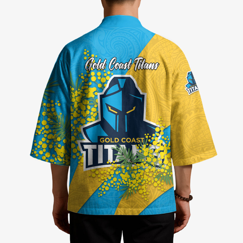 Gold Coast Titans Kimono Golden Wattle Floral Polynesian - Australian Flower - Rugby Mascot
