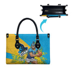 Gold Coast Titans Leather Bag Golden Wattle Floral Polynesian - Australian Flower - Rugby Mascot