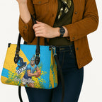 Gold Coast Titans Leather Bag Golden Wattle Floral Polynesian - Australian Flower - Rugby Mascot