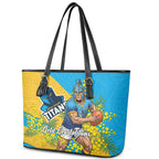 Gold Coast Titans Leather Tote Bag Golden Wattle Floral Polynesian - Australian Flower - Rugby Mascot