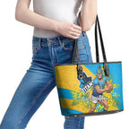 Gold Coast Titans Leather Tote Bag Golden Wattle Floral Polynesian - Australian Flower - Rugby Mascot