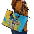Gold Coast Titans Leather Tote Bag Golden Wattle Floral Polynesian - Australian Flower - Rugby Mascot