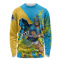 Gold Coast Titans Long Sleeve Shirt Golden Wattle Floral Polynesian - Australian Flower - Rugby Mascot