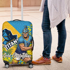 Gold Coast Titans Luggage Cover Golden Wattle Floral Polynesian - Australian Flower - Rugby Mascot
