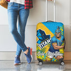Gold Coast Titans Luggage Cover Golden Wattle Floral Polynesian - Australian Flower - Rugby Mascot
