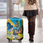 Gold Coast Titans Luggage Cover Golden Wattle Floral Polynesian - Australian Flower - Rugby Mascot