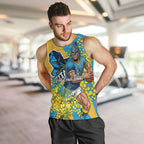 Gold Coast Titans Men Tank Top Golden Wattle Floral Polynesian - Australian Flower - Rugby Mascot