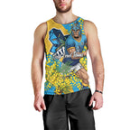Gold Coast Titans Men Tank Top Golden Wattle Floral Polynesian - Australian Flower - Rugby Mascot