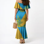 Gold Coast Titans Mermaid Dress Golden Wattle Floral Polynesian - Australian Flower - Rugby Mascot